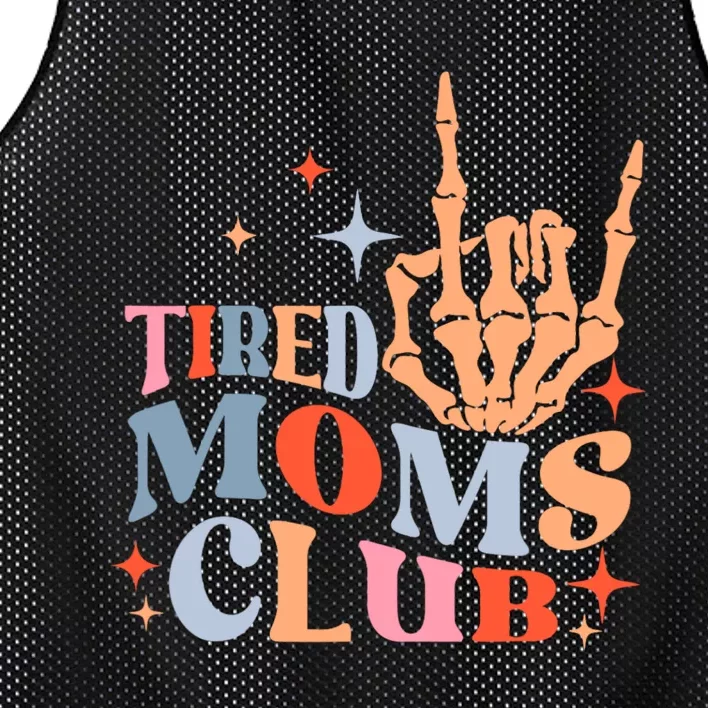 Tired Moms Club Funny Mom Saying Cute Mom Mommy Groovy Mesh Reversible Basketball Jersey Tank