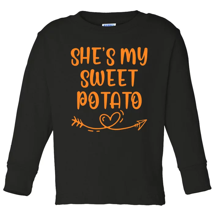 Thanksgiving Matching Couple SheS My Sweet Potato I Yam Set Toddler Long Sleeve Shirt