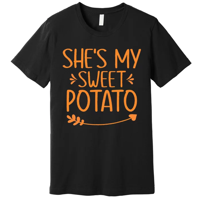 Thanksgiving Matching Couples Outfit Sweet Potato Yes I Yam Premium T-Shirt