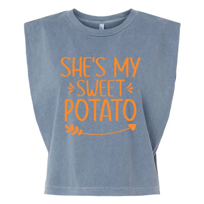 Thanksgiving Matching Couples Outfit Sweet Potato Yes I Yam Garment-Dyed Women's Muscle Tee