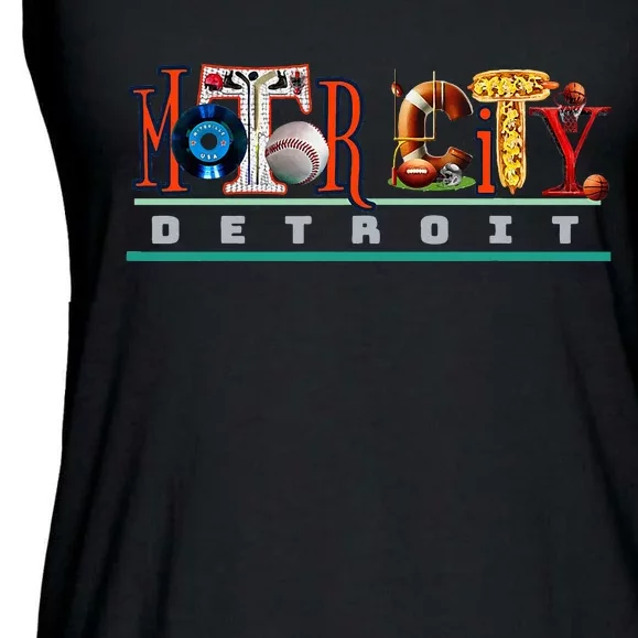 The Motor City Love A Detroit Team Fan Ladies Essential Flowy Tank