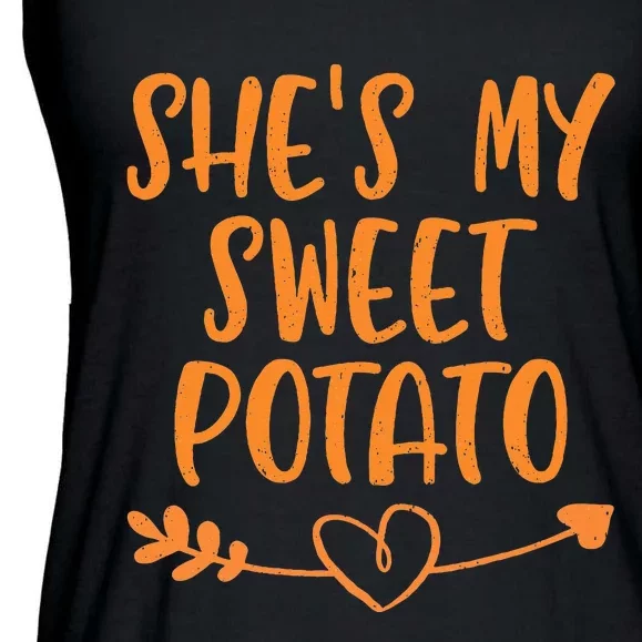 Thanksgiving Matching Couple SheS My Sweet Potato I Yam Set Ladies Essential Flowy Tank