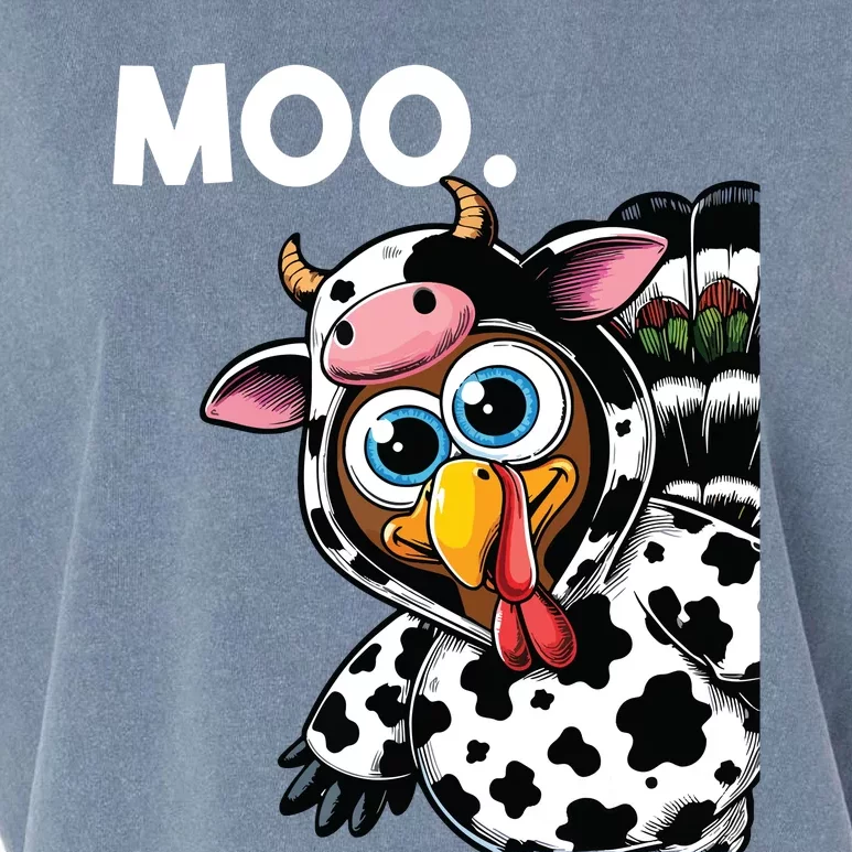 Turkey Moo Cow Costume Funny Thanksgiving Halloween Garment-Dyed Women's Muscle Tee