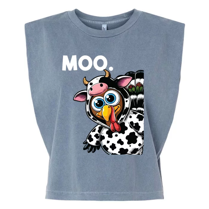 Turkey Moo Cow Costume Funny Thanksgiving Halloween Garment-Dyed Women's Muscle Tee