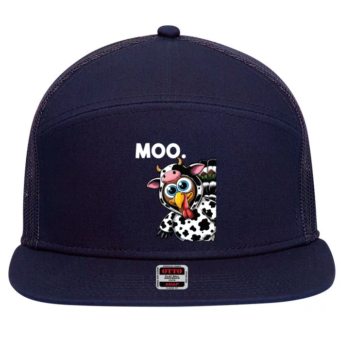 Turkey Moo Cow Costume Funny Thanksgiving Halloween 7 Panel Mesh Trucker Snapback Hat