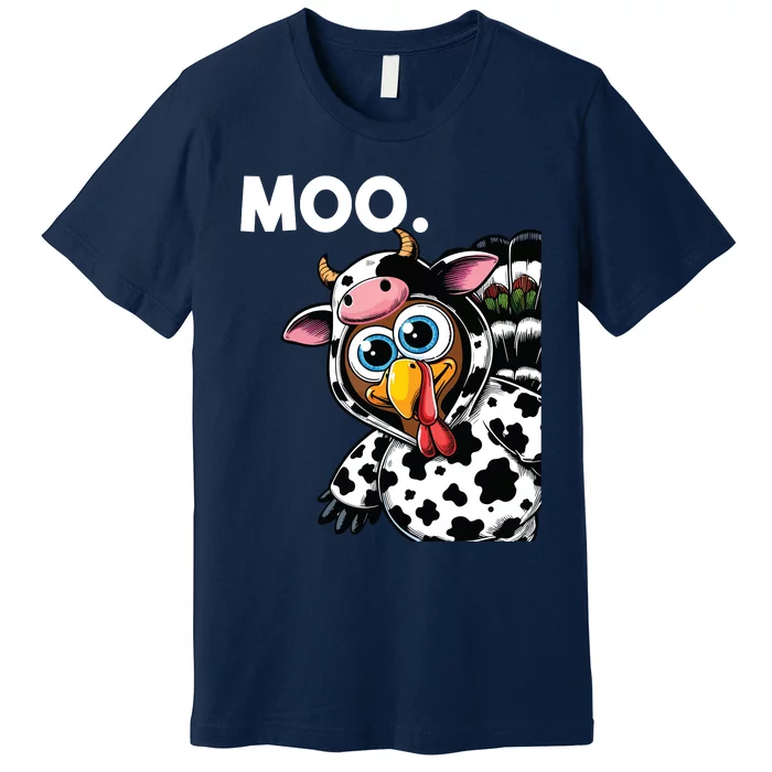 Turkey Moo Cow Costume Funny Thanksgiving Halloween Premium T-Shirt