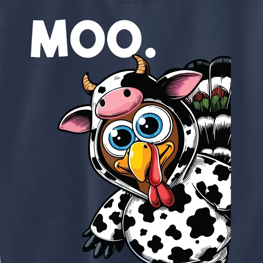 Turkey Moo Cow Costume Funny Thanksgiving Halloween Kids Sweatshirt