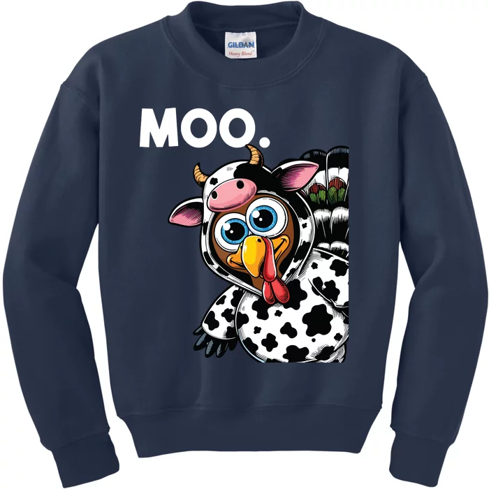 Turkey Moo Cow Costume Funny Thanksgiving Halloween Kids Sweatshirt