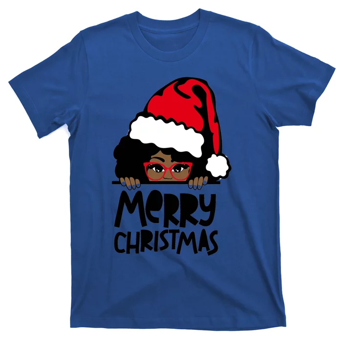 That Melanin Christmas Mrs Claus Santa Black Peeking Claus Cool Gift T-Shirt