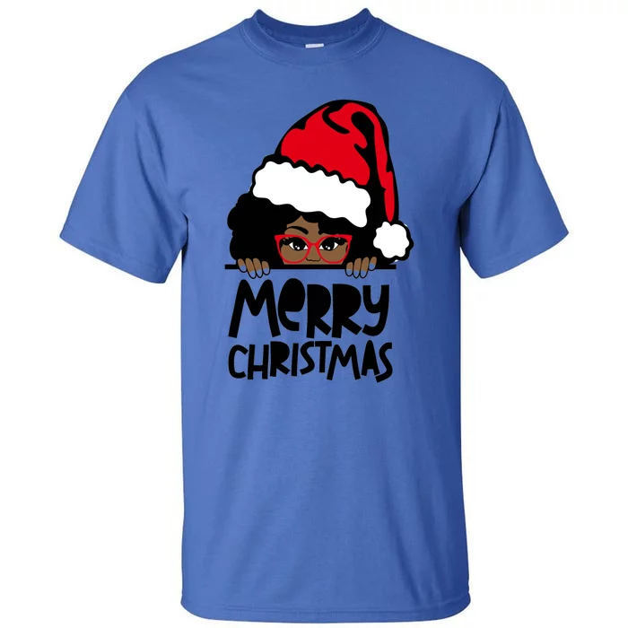 That Melanin Christmas Mrs Claus Santa Black Peeking Claus Cool Gift Tall T-Shirt