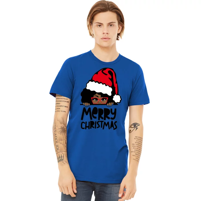 That Melanin Christmas Mrs Claus Santa Black Peeking Claus Cool Gift Premium T-Shirt