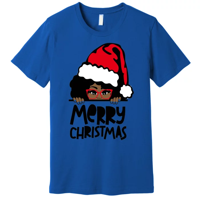 That Melanin Christmas Mrs Claus Santa Black Peeking Claus Cool Gift Premium T-Shirt