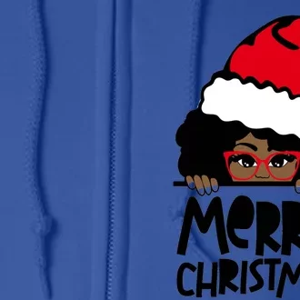 That Melanin Christmas Mrs Claus Santa Black Peeking Claus Cool Gift Full Zip Hoodie