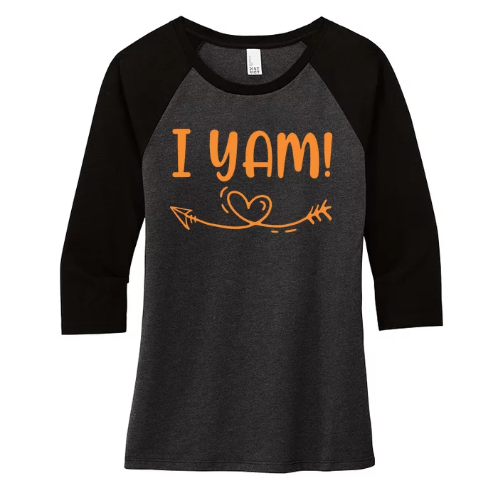 Thanksgiving Matching Couple SheS My Sweet Potato I Yam Set Women's Tri-Blend 3/4-Sleeve Raglan Shirt