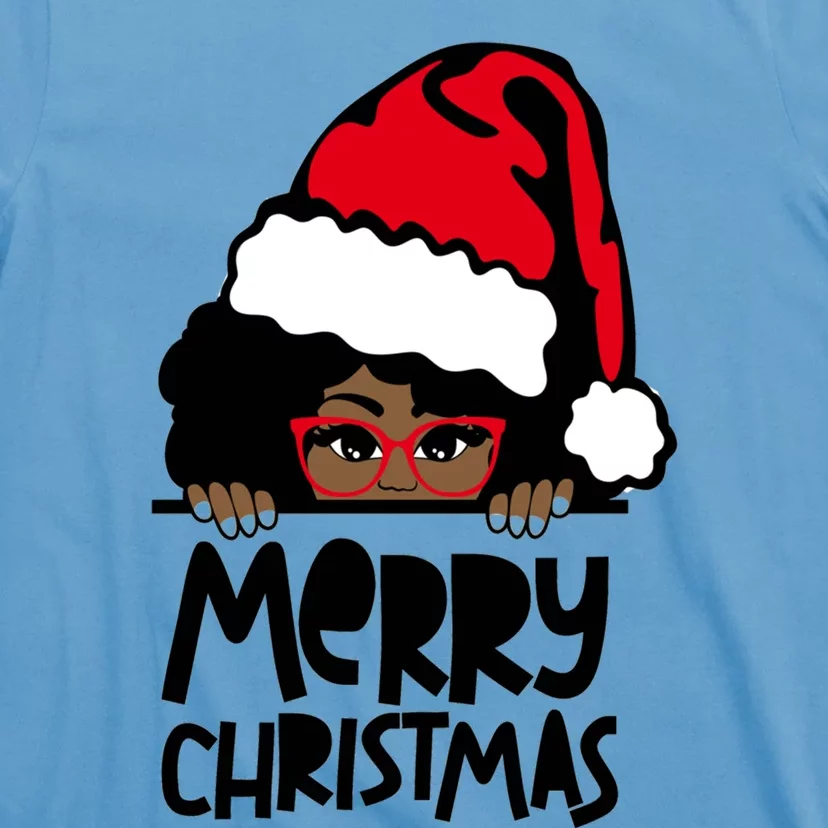 That Melanin Christmas Mrs Claus Santa Black Peeking Claus Cute Gift T-Shirt