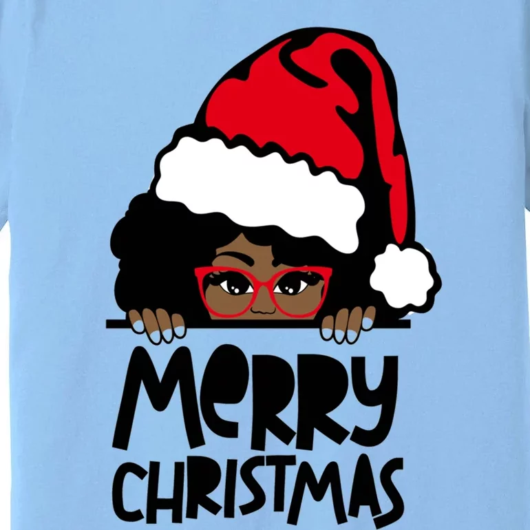 That Melanin Christmas Mrs Claus Santa Black Peeking Claus Cute Gift Premium T-Shirt