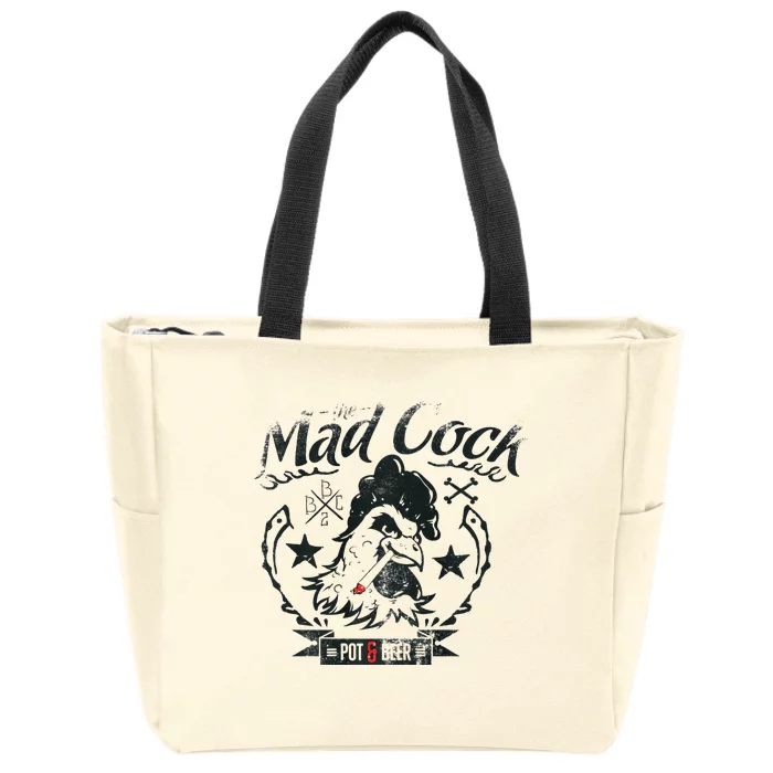 The Mad Cock Pot & Beer Zip Tote Bag