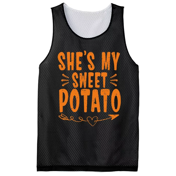 Thanksgiving Matching Couple SheS My Sweet Potato I Yam Gift Mesh Reversible Basketball Jersey Tank