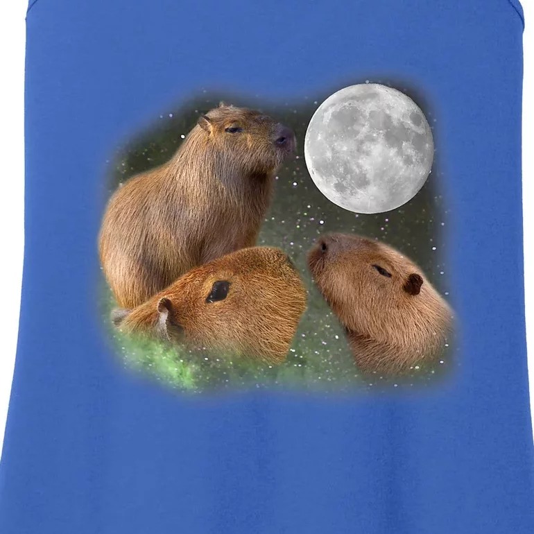 Three Moon Capybaras Cute Gift Funny Cute Animal Parody Tee Ladies Essential Tank