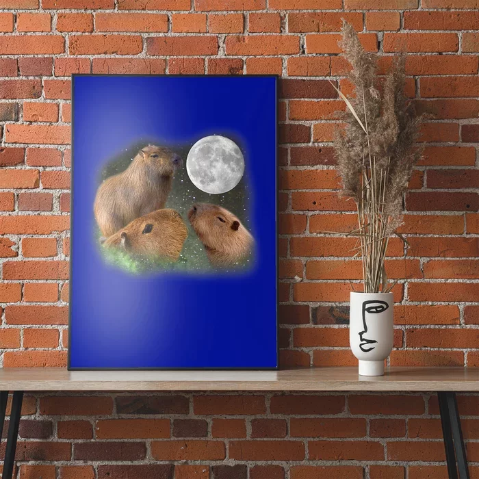 Three Moon Capybaras Cute Gift Funny Cute Animal Parody Tee Poster