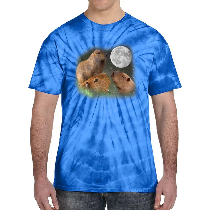 Three Moon Capybaras Cute Gift Funny Cute Animal Parody Tee Tie-Dye T-Shirt