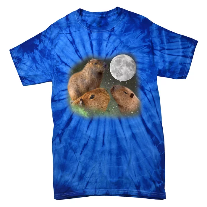 Three Moon Capybaras Cute Gift Funny Cute Animal Parody Tee Tie-Dye T-Shirt