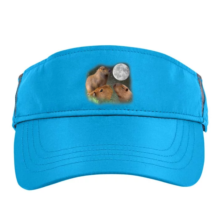 Three Moon Capybaras Cute Gift Funny Cute Animal Parody Tee Adult Drive Performance Visor