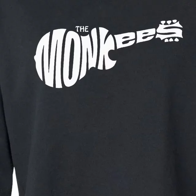 The M.O.N.K.E.E.S Classic White Guitar Logo Black Cropped Pullover Crew