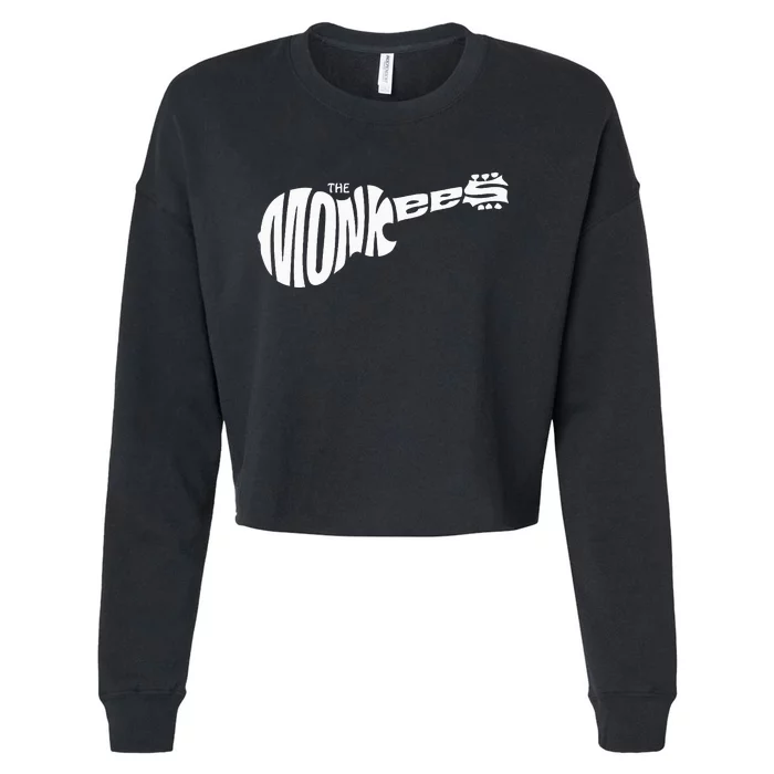 The M.O.N.K.E.E.S Classic White Guitar Logo Black Cropped Pullover Crew