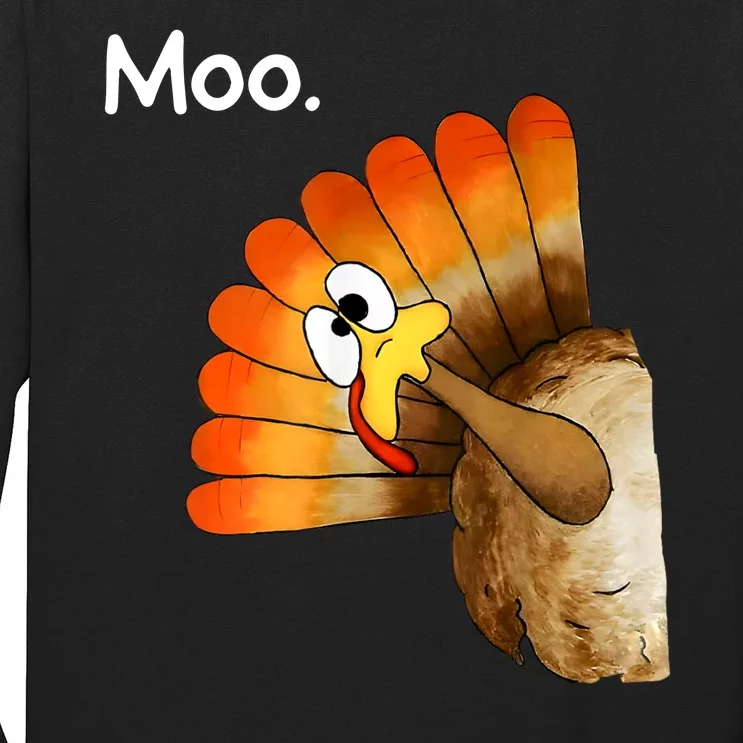 Turkey Moo Cow Funny Thanksgiving Long Sleeve Shirt