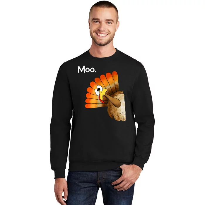 Turkey Moo Cow Funny Thanksgiving Tall Sweatshirt