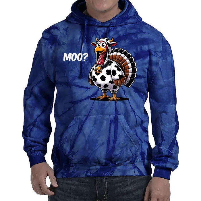 Turkey Moo Cow Funny Thanksgiving Tie Dye Hoodie