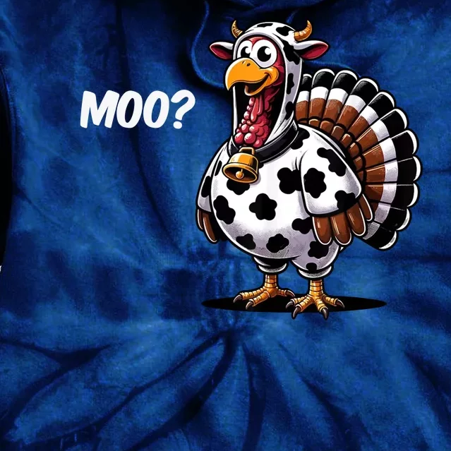 Turkey Moo Cow Funny Thanksgiving Tie Dye Hoodie