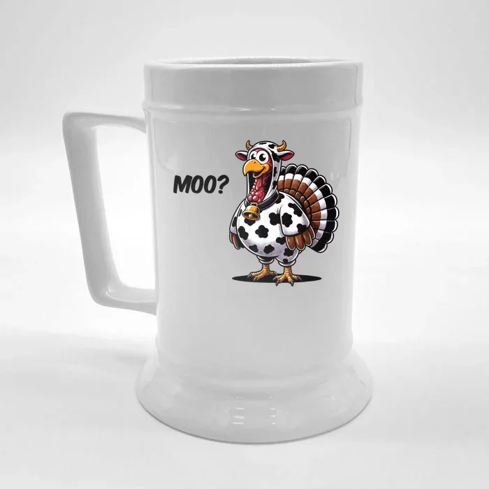 Turkey Moo Cow Funny Thanksgiving Front & Back Beer Stein