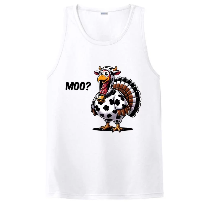 Turkey Moo Cow Funny Thanksgiving Performance Tank