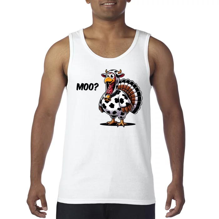 Turkey Moo Cow Funny Thanksgiving Tank Top