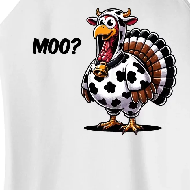 Turkey Moo Cow Funny Thanksgiving Women’s Perfect Tri Rocker Tank