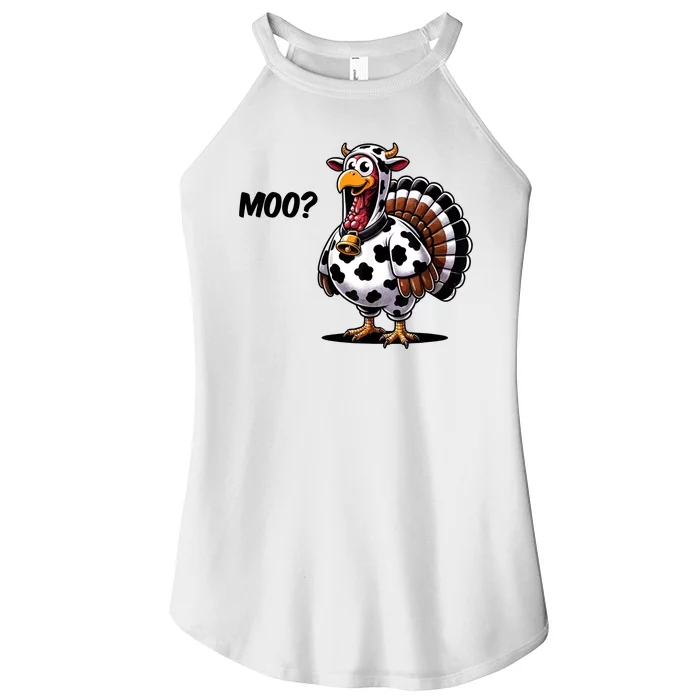 Turkey Moo Cow Funny Thanksgiving Women’s Perfect Tri Rocker Tank