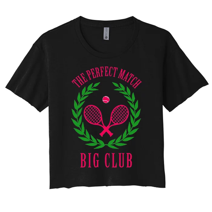 Tennis Match Club Little G Big Sorority Reveal Women's Crop Top Tee