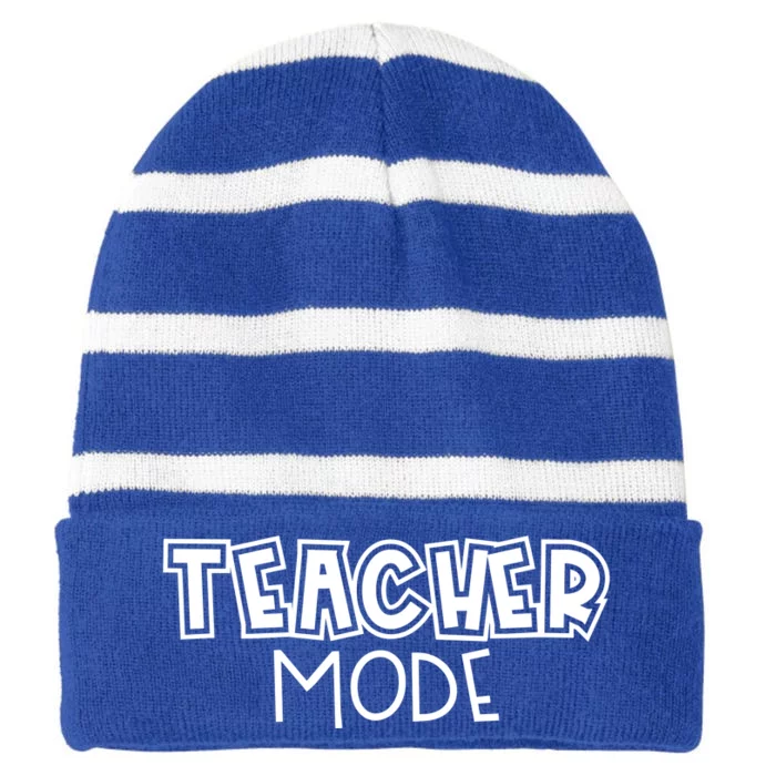 Teacher Mode Cute Back To School Striped Beanie with Solid Band