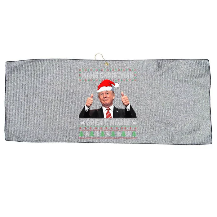 Trump Make Christmas Great Again Ugly Sweater Large Microfiber Waffle Golf Towel