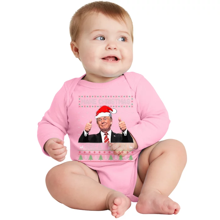 Trump Make Christmas Great Again Ugly Sweater Baby Long Sleeve Bodysuit