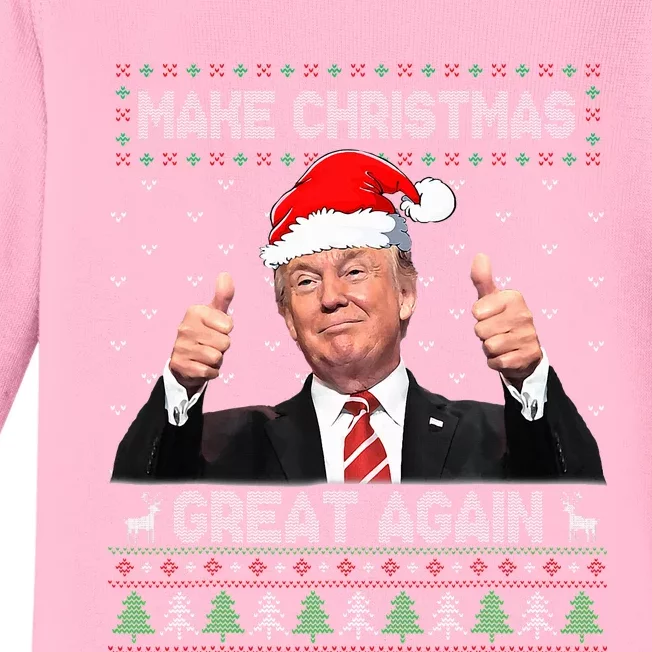 Trump Make Christmas Great Again Ugly Sweater Baby Long Sleeve Bodysuit