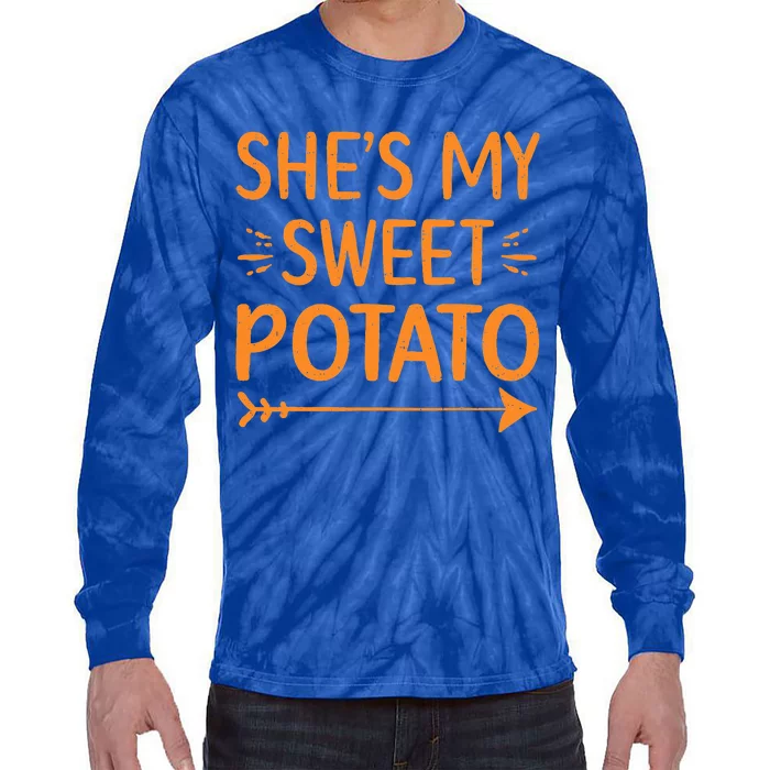 Thanksgiving Matching Couple She's My Sweet Potato I Yam Set Tie-Dye Long Sleeve Shirt