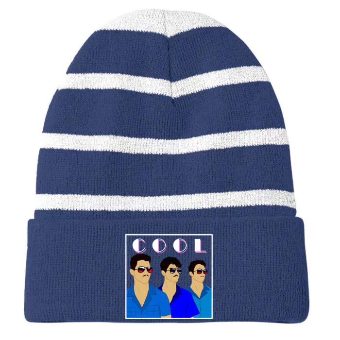 Three Migos Cool Mafia Gangster Striped Beanie with Solid Band