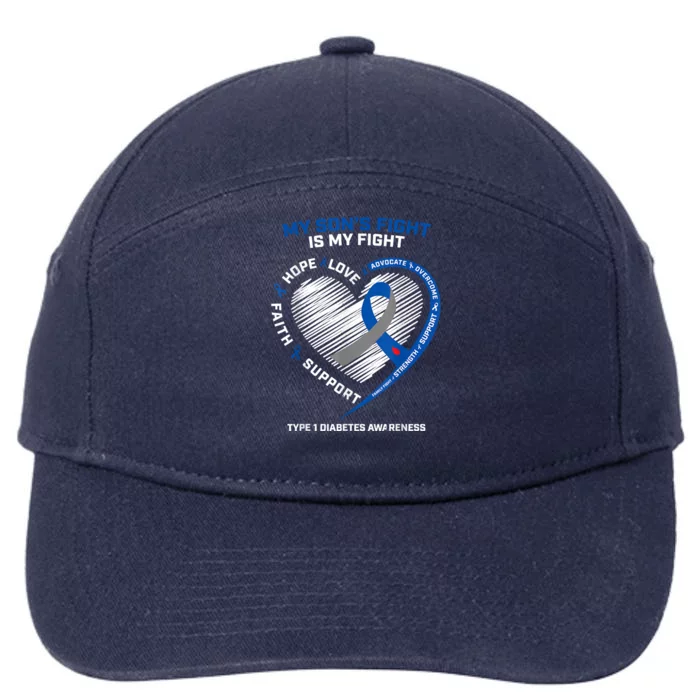 T1d Mom Dad Parents My Son's Fight Type 1 Diabetes Awareness Funny Gift 7-Panel Snapback Hat