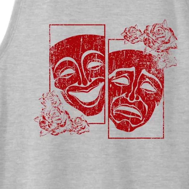 Theater Mask Drama Comedy Soft Grunge Red Roses Aesthetic Ladies Tri-Blend Wicking Tank