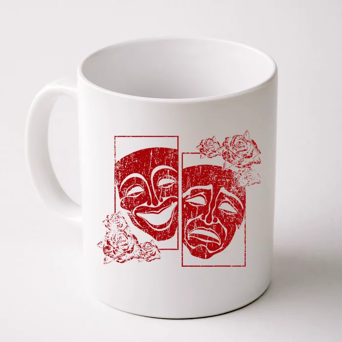 Theater Mask Drama Comedy Soft Grunge Red Roses Aesthetic Front & Back Coffee Mug