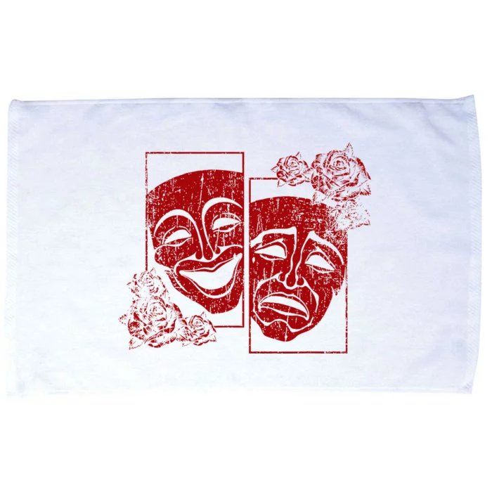 Theater Mask Drama Comedy Soft Grunge Red Roses Aesthetic Microfiber Hand Towel