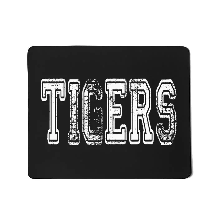 Tigers Mascot Distressed Vintage School Sports Name Fan Mousepad